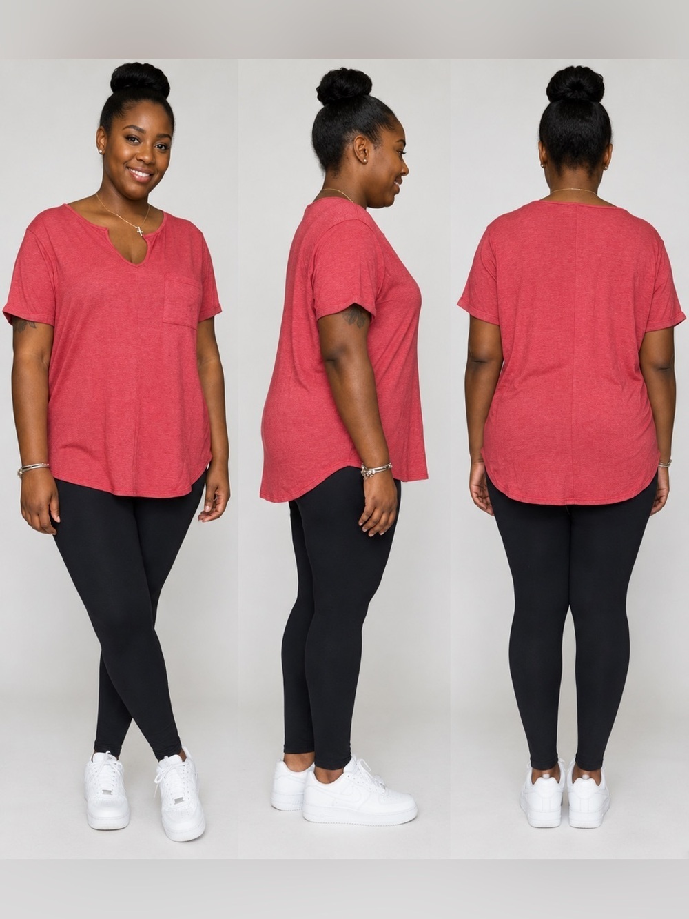 CHARLOTTE RUSSE SUPER SOFT V NECK TUNIC - RED SIZE 3X (NEW WITH TAGS) A19